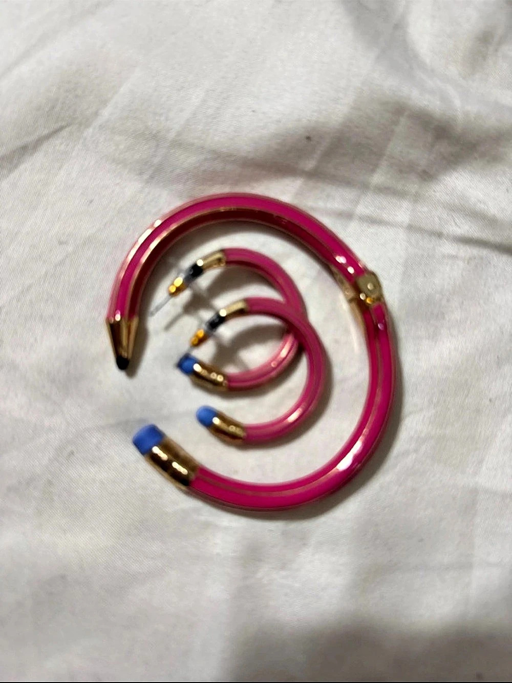 Betsey Johnson Pencil Hinged Bangle and matching earrings